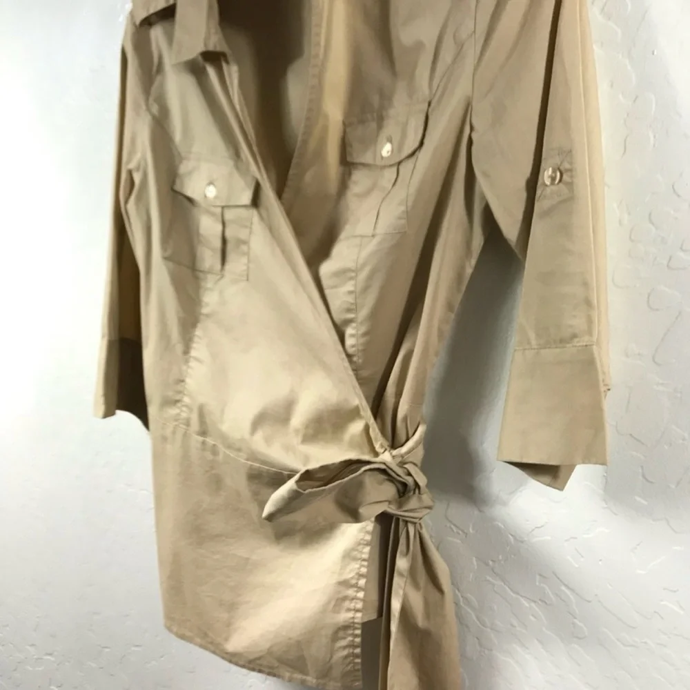 Boston Proper Tan Utility Blouse - Picture 2 of 10